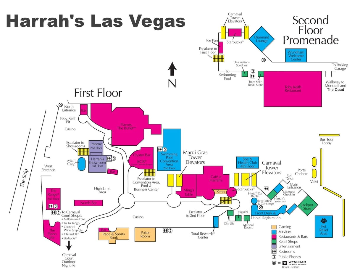 mapa Harrah en Las Vegas