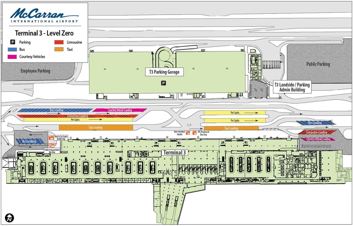 Las Vegas aireportuko mapa terminal 3