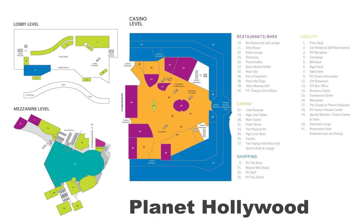 Las Vegas strip mapa Planet Hollywood