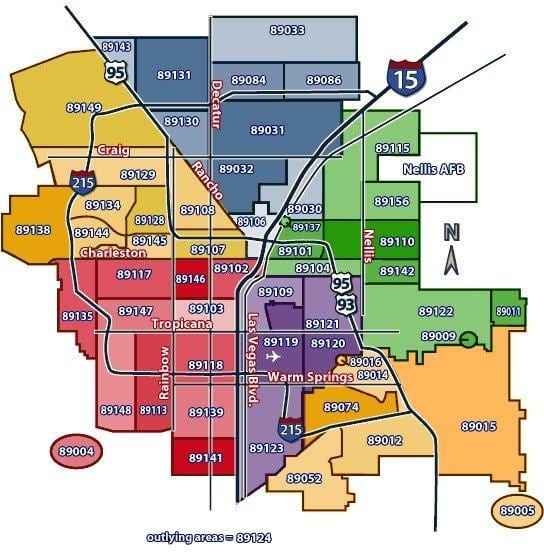 Las Vegas mapa zip kodeak